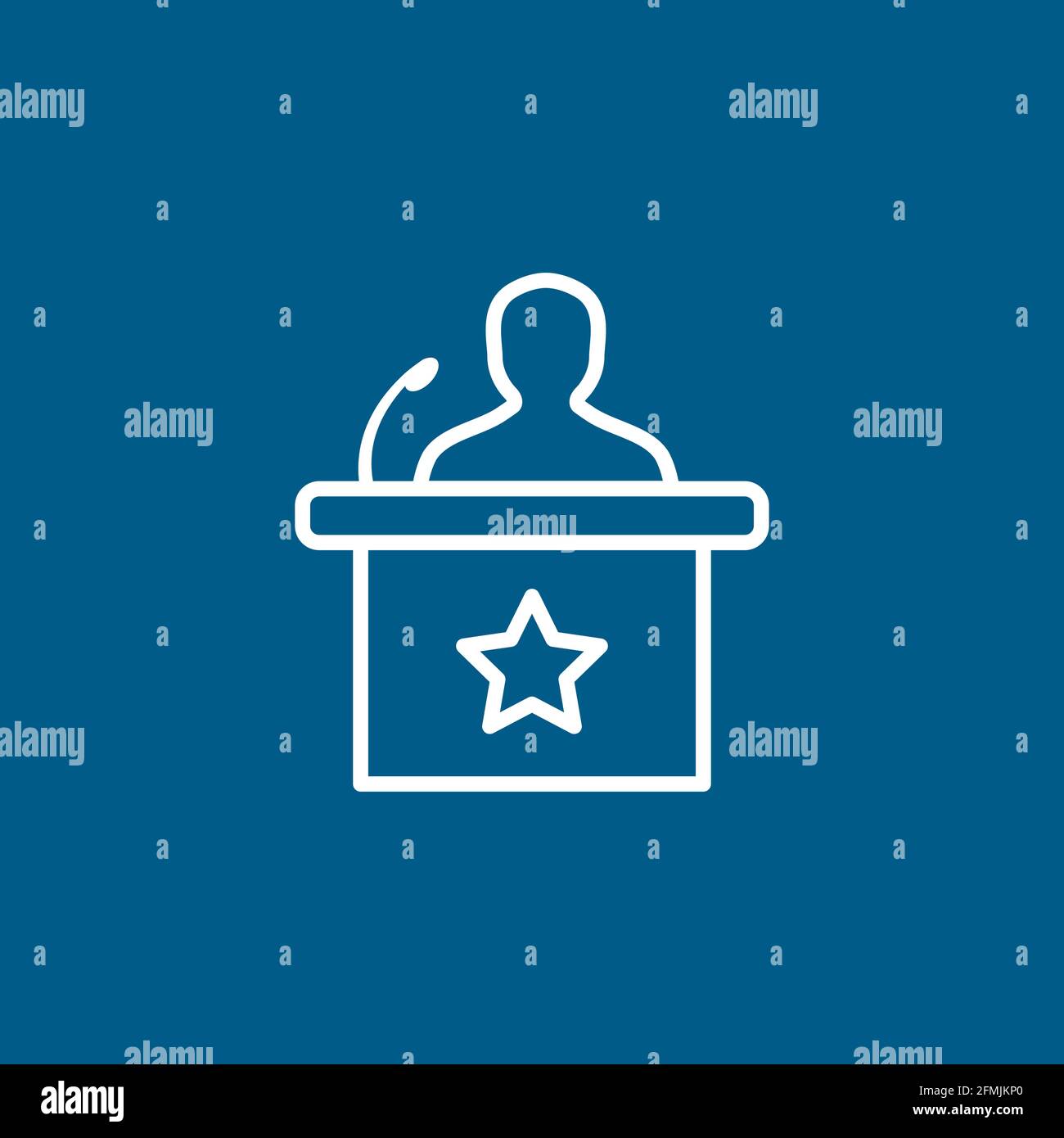 Speaker Line Icon On Blue Background. Blue Flat Style Vector ...