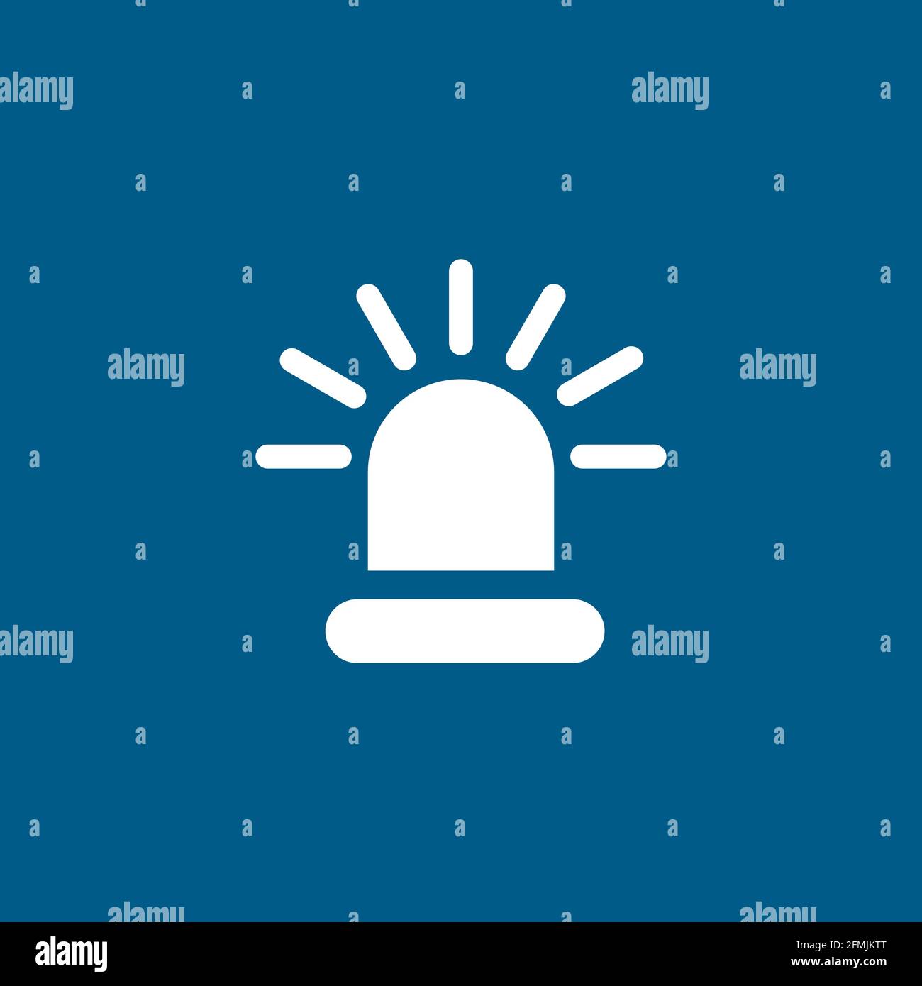 Siren Light Icon On Blue Background. Blue Flat Style Vector Illustration. Stock Vector