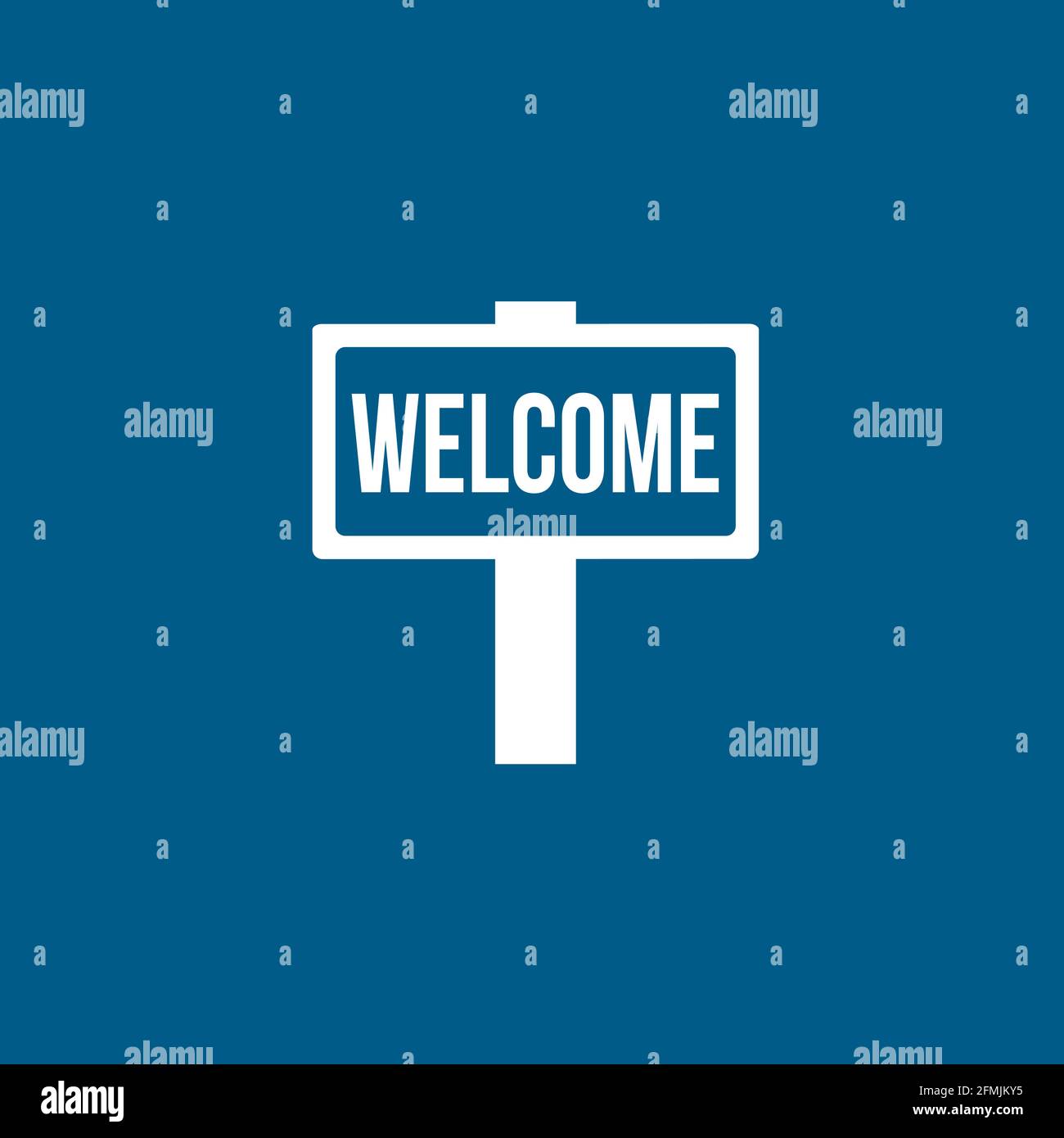 Signpost Icon On Blue Background. Blue Flat Style Vector Illustration. Stock Vector
