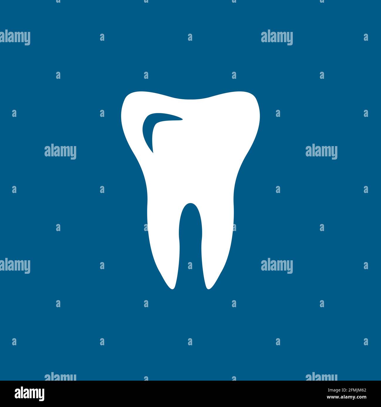 Tooth Icon On Blue Background. Blue Flat Style Vector Illustration ...