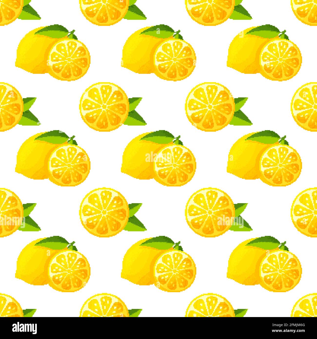 Seamless pattern with lemons. Vector background with citrus fruit and leaves. Stock Vector