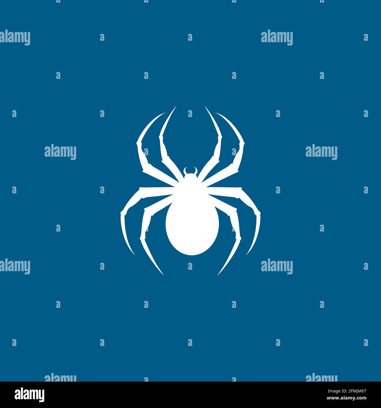 Spider Icon On Blue Background. Blue Flat Style Vector Illustration. Stock Vector