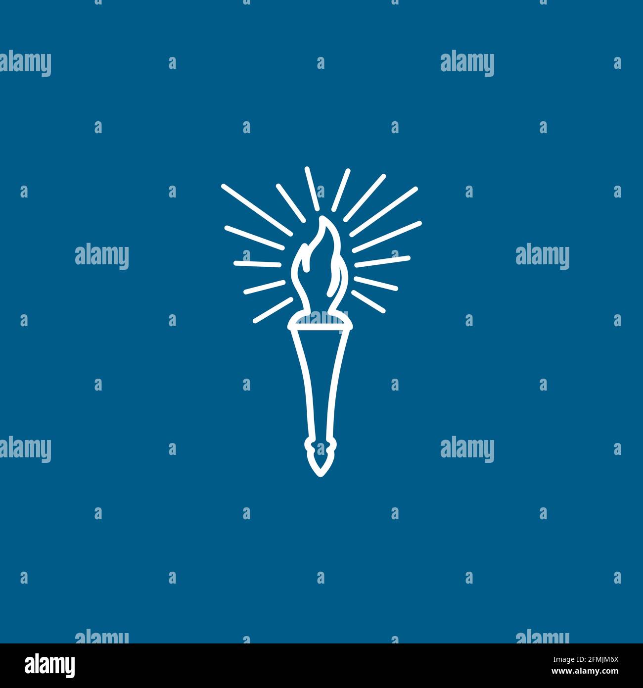 Torch Line Icon On Blue Background. Blue Flat Style Vector Illustration ...