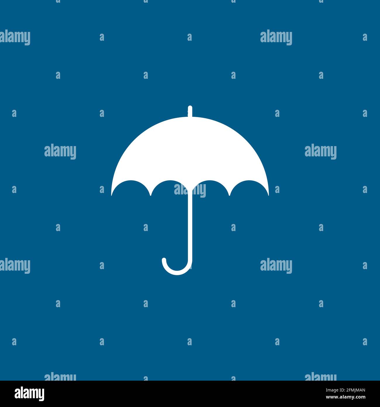 Umbrella Icon On Blue Background. Blue Flat Style Vector Illustration ...