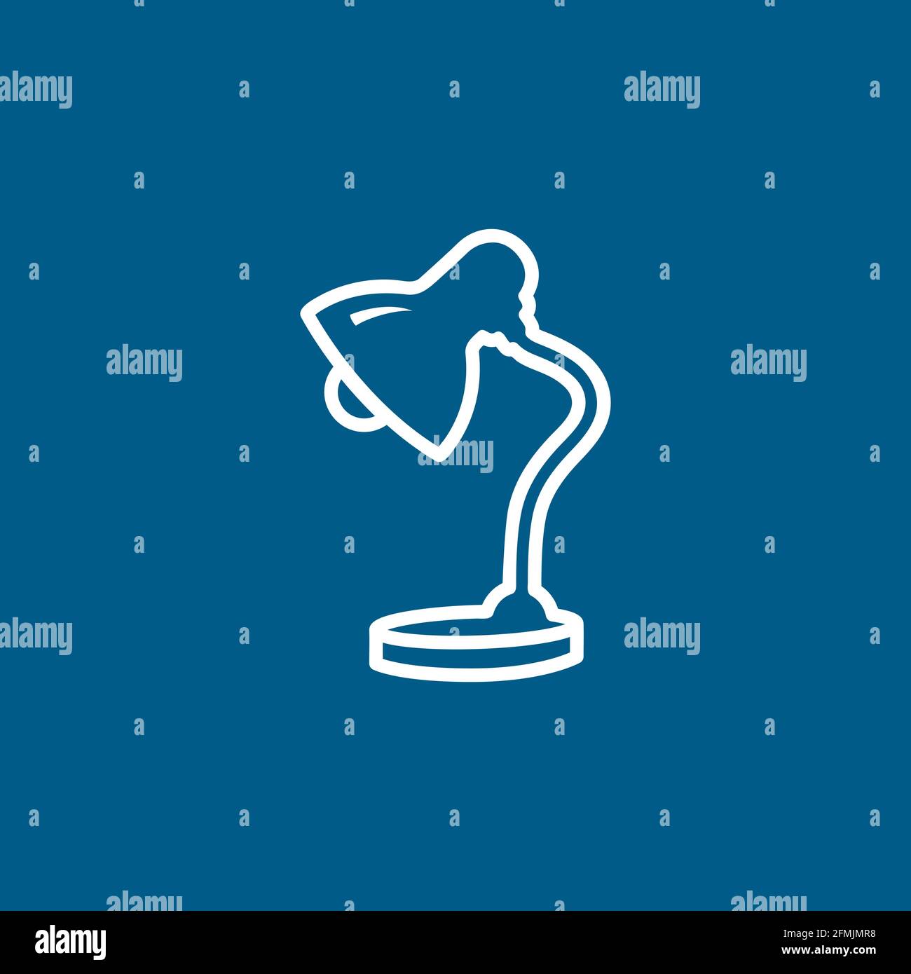 Table Lamp Line Icon On Blue Background. Blue Flat Style Vector Illustration. Stock Vector