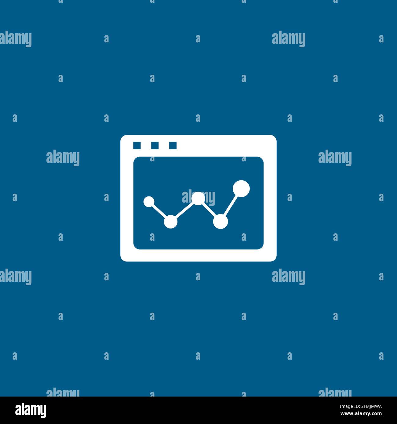Web Page Analysis Icon On Blue Background. Blue Flat Style Vector Illustration. Stock Vector