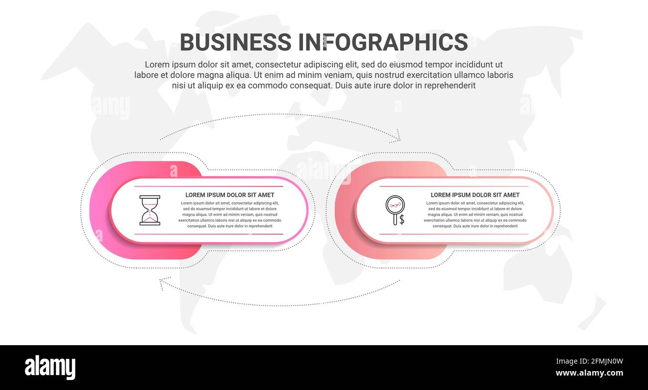 Vector infographics two label cards with arrows. Business concept of 2 steps, options. Infographic template for diagram, business, web, banner Stock Vector