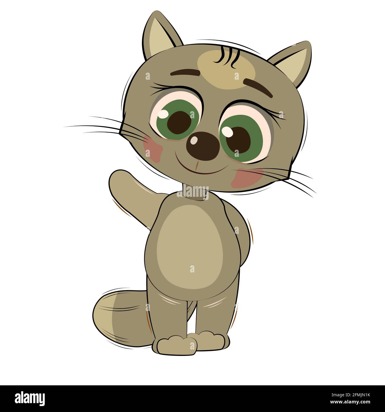 Little cub kitten. Cat. Isolated object on a white background. Cheerful  kind animal child. Cartoons flat style. Funny. Vector Stock Vector Image &  Art - Alamy
