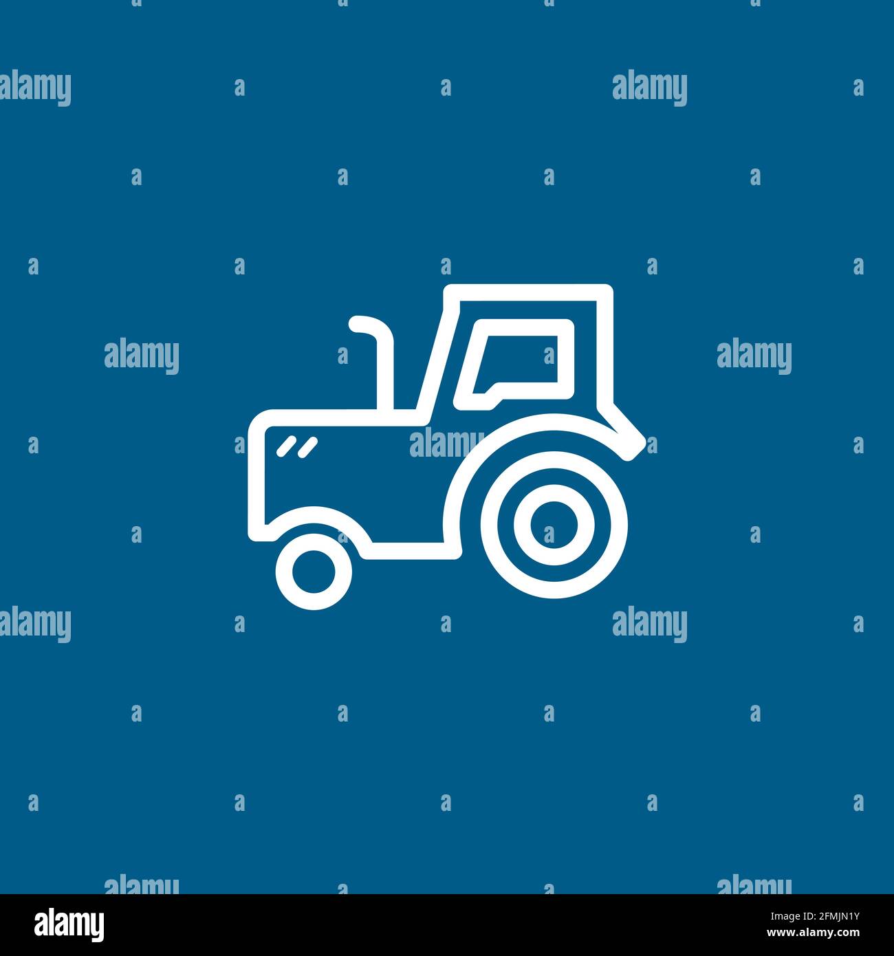 Tractor Line Icon On Blue Background. Blue Flat Style Vector Illustration. Stock Vector