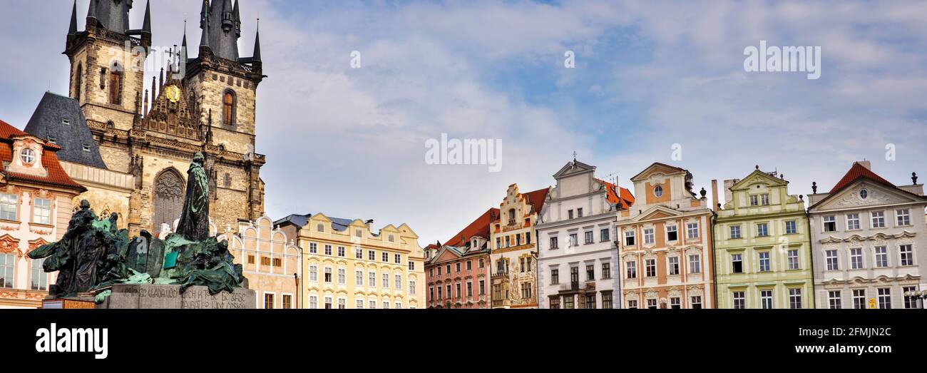 Panorama of the old town square of Prague, Czech republic Stock Photo