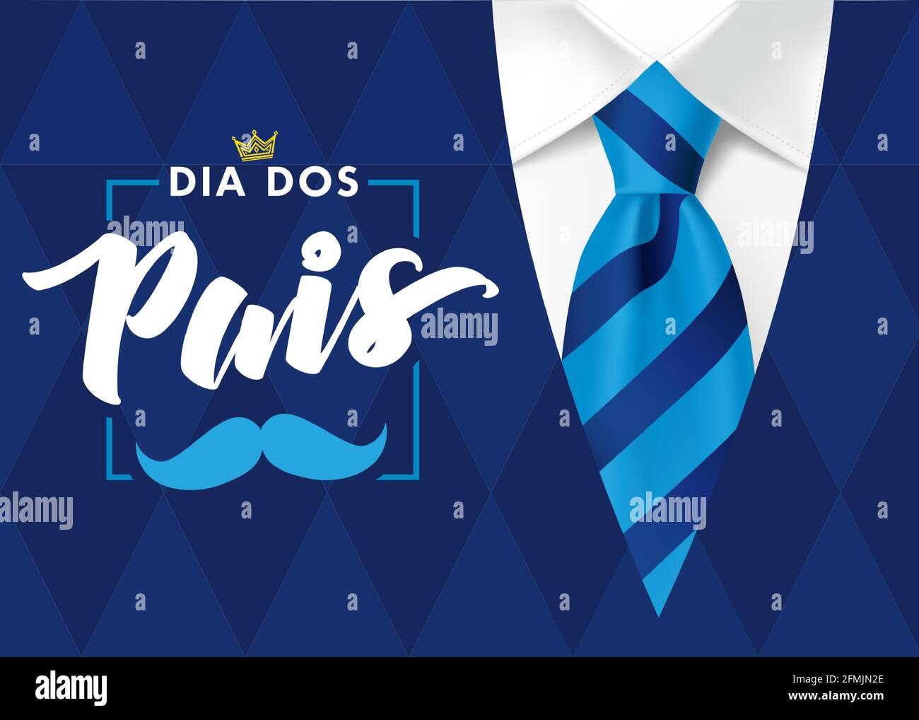 Happy Father's Day card in Portuguese words Dia Dos Pais, with blue