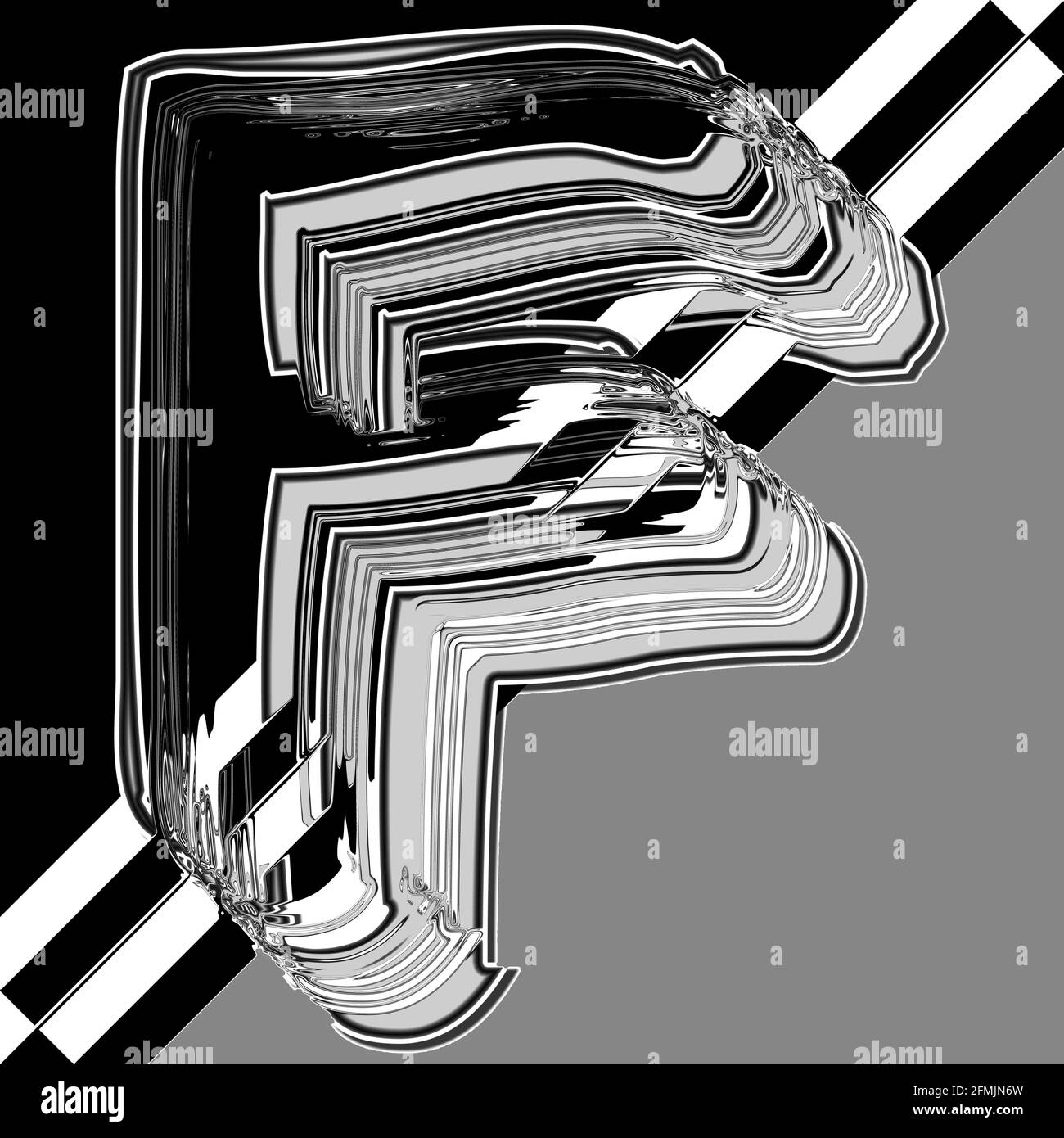 square graphic with the shifted and repeated upper-case character F as ...