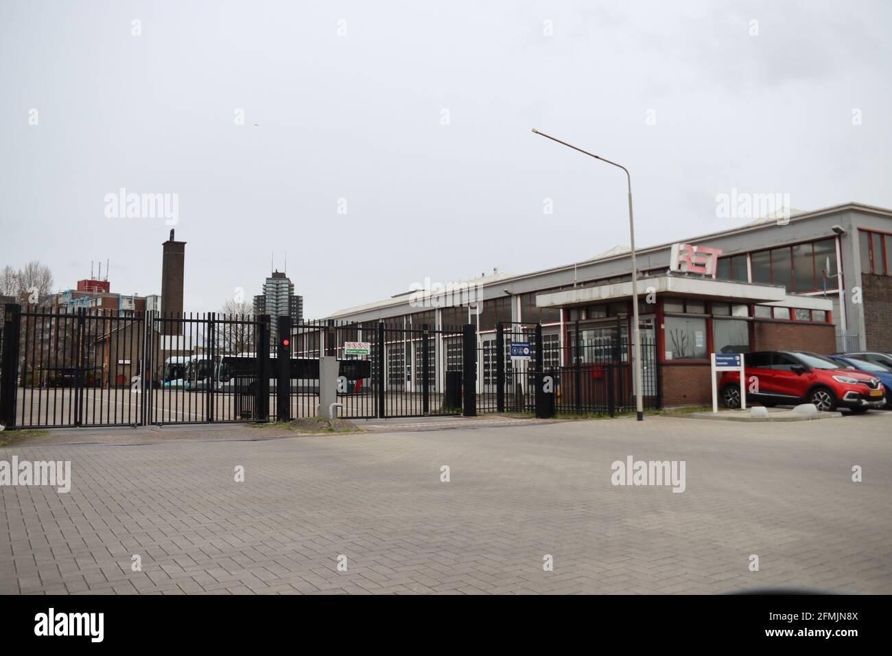 Bus garage of the RET in the Waalhaven in the port of Rotterdam Stock Photo