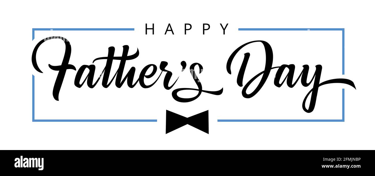 Happy Fathers Day calligraphy for best dad ever greeting poster with blue colors. Father's day sale promotion banner with bow tie. Vector illustration Stock Vector