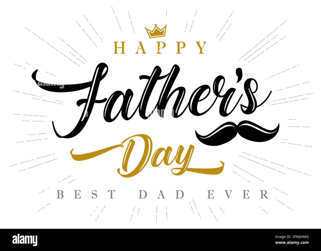 Happy Fathers Day for best dad ever calligraphy greeting poster. Father's day sale promotion typography banner with mustache. Vector illustration Stock Vector