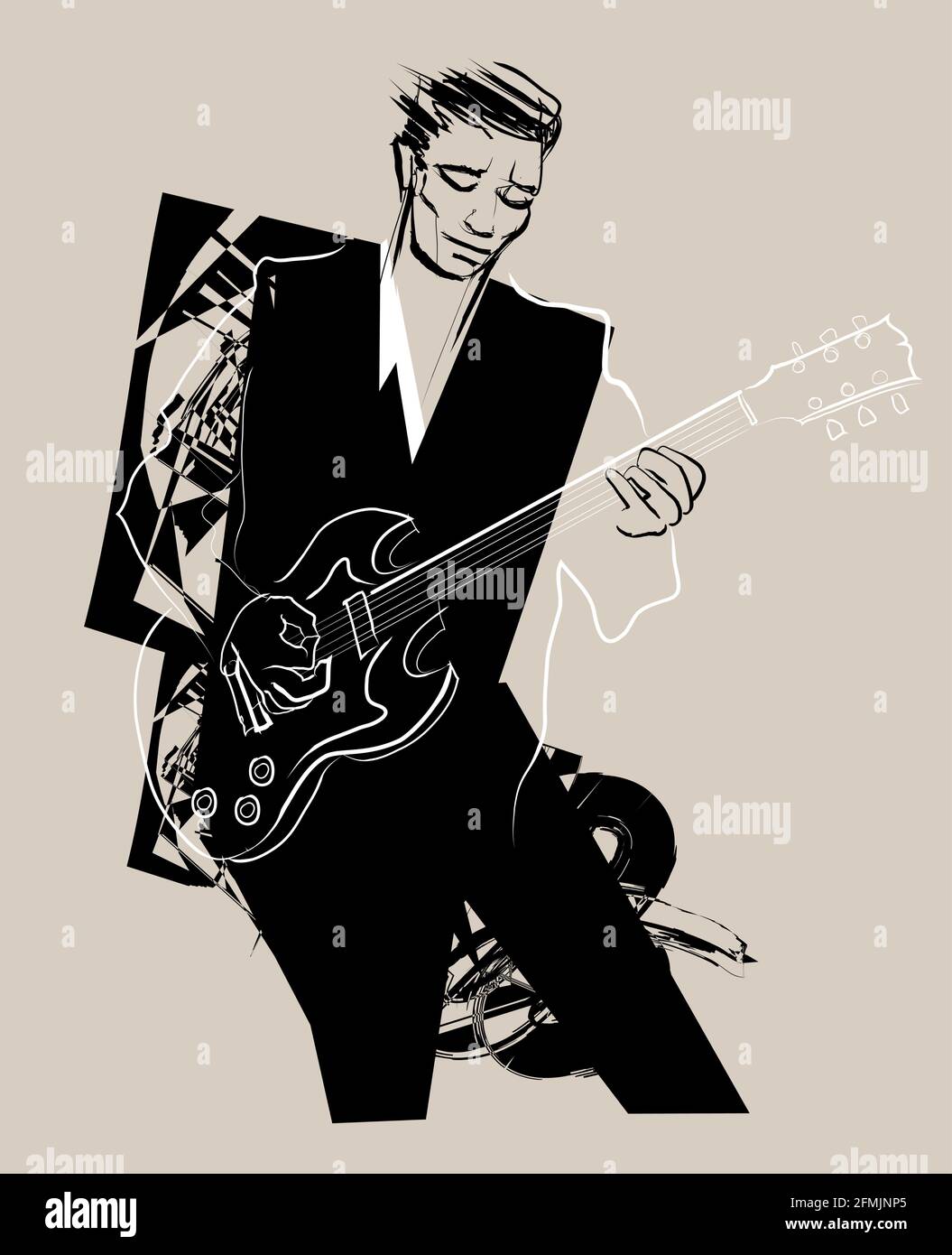 Guitar player. Jazz or classic musician. - vector illustration Stock Vector