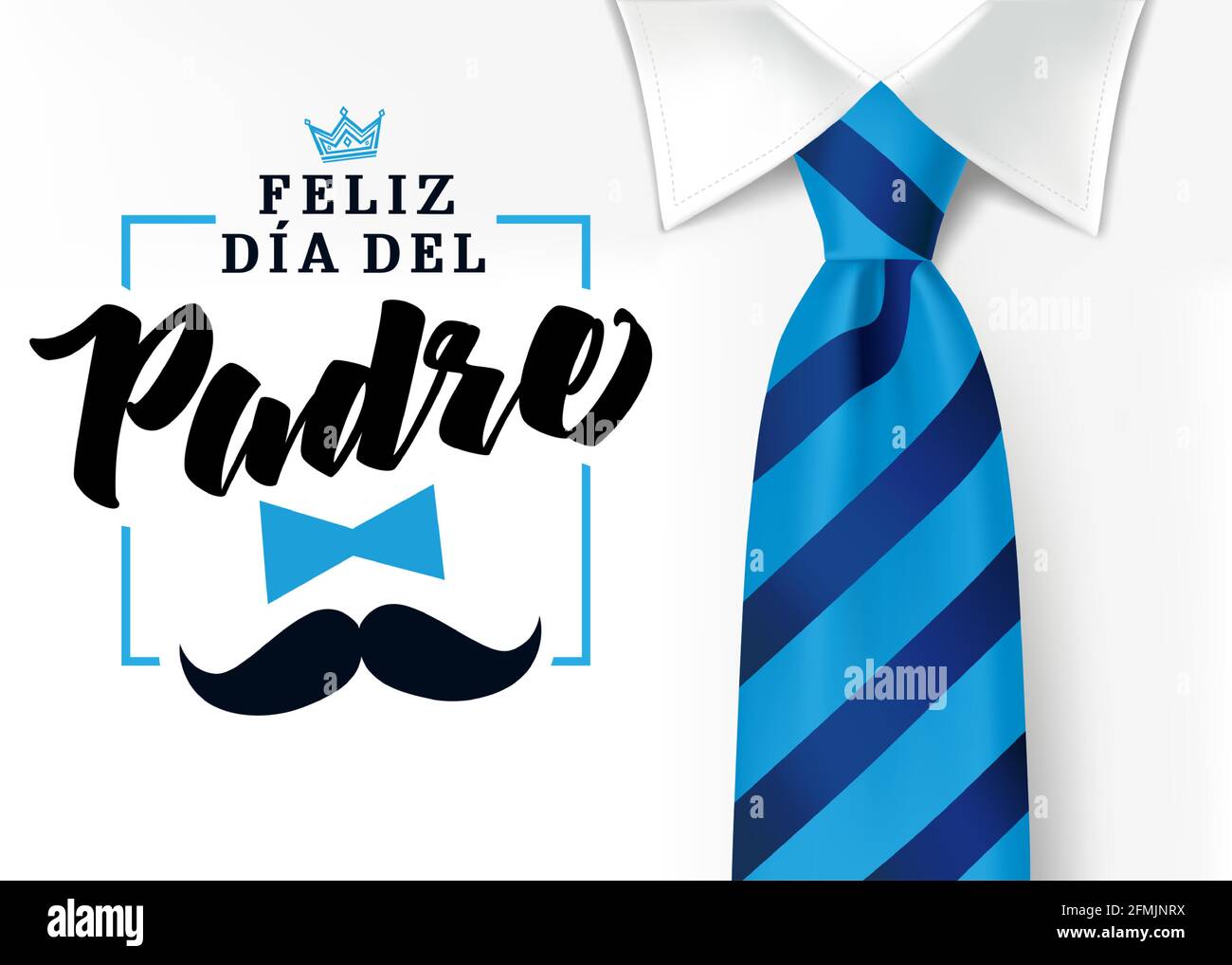 Feliz dia del padre spanish elegant lettering, translate - Happy fathers  day. Father day vector illustration with text, crown and mustache.  Congratula Stock Vector Image & Art - Alamy