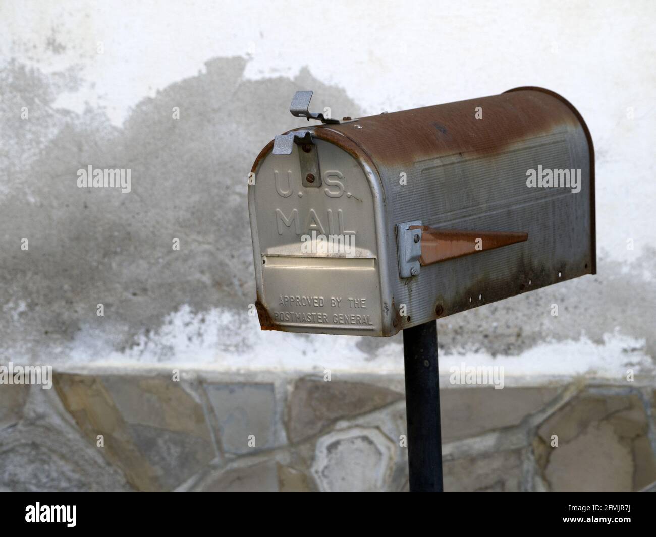 old rusted us mail box detail Stock Photo
