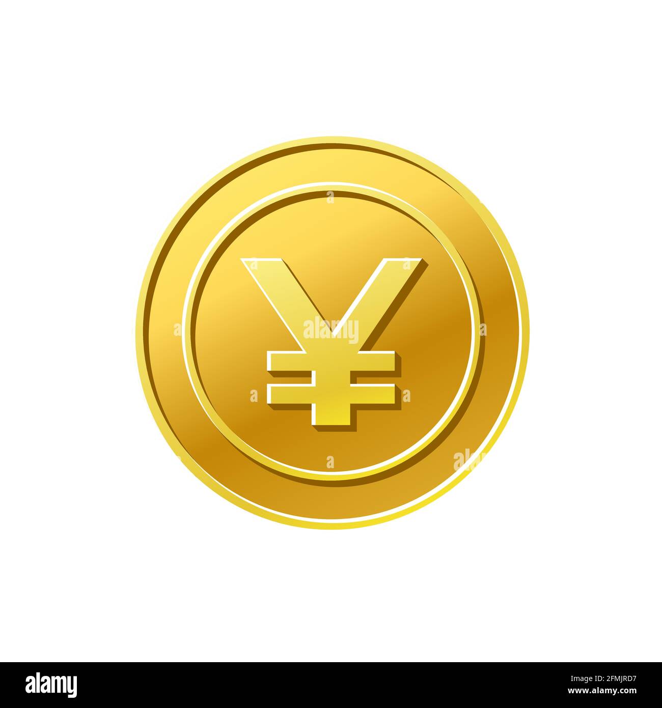 Coin icon. Japanese yen sign. Golden coin Stock Vector