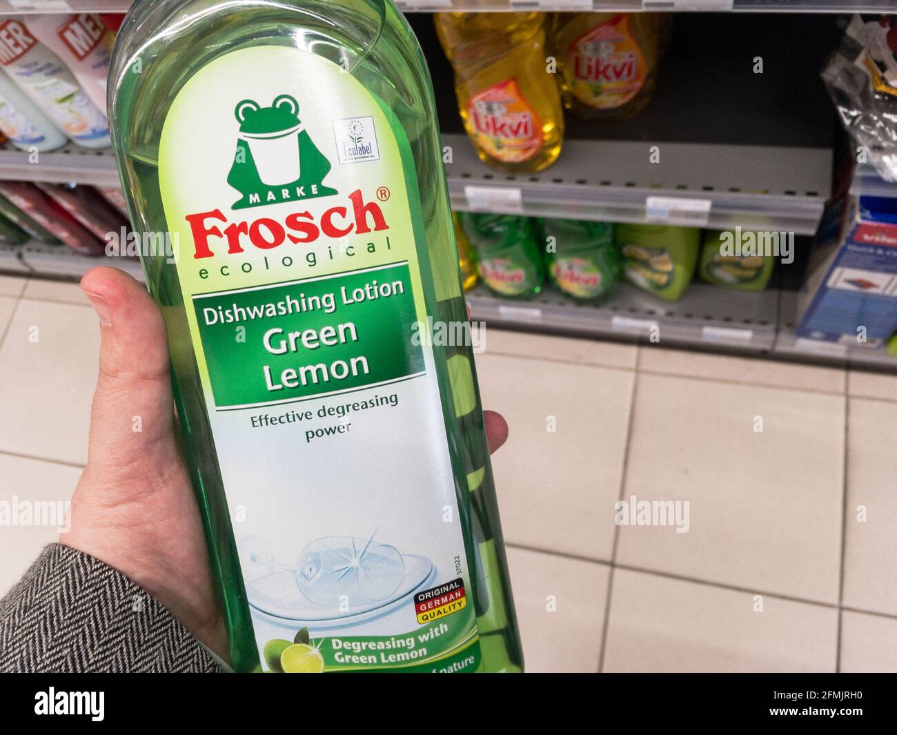 Picture of a bottle with the logo of Frosch for sale in Belgrade. Frosch  (or “Frog”
