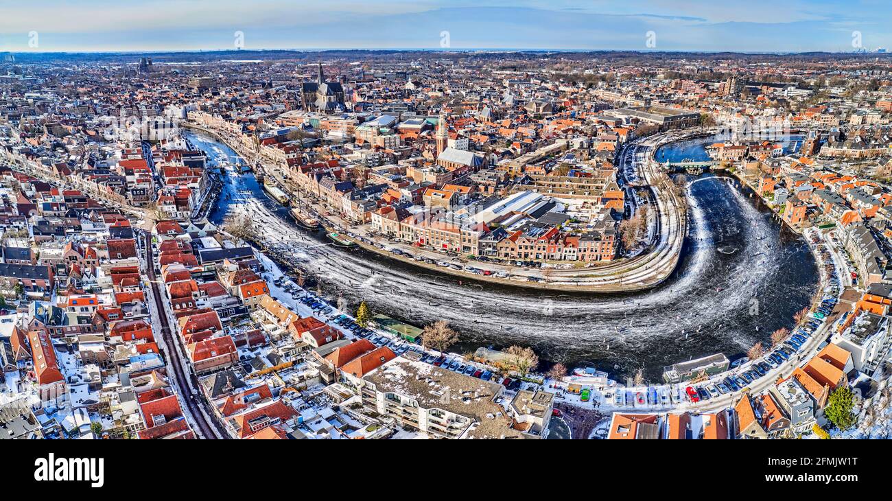 Netherlands, Haarlem - 20-03-2021: view from high above on the city of Haarlem Stock Photo