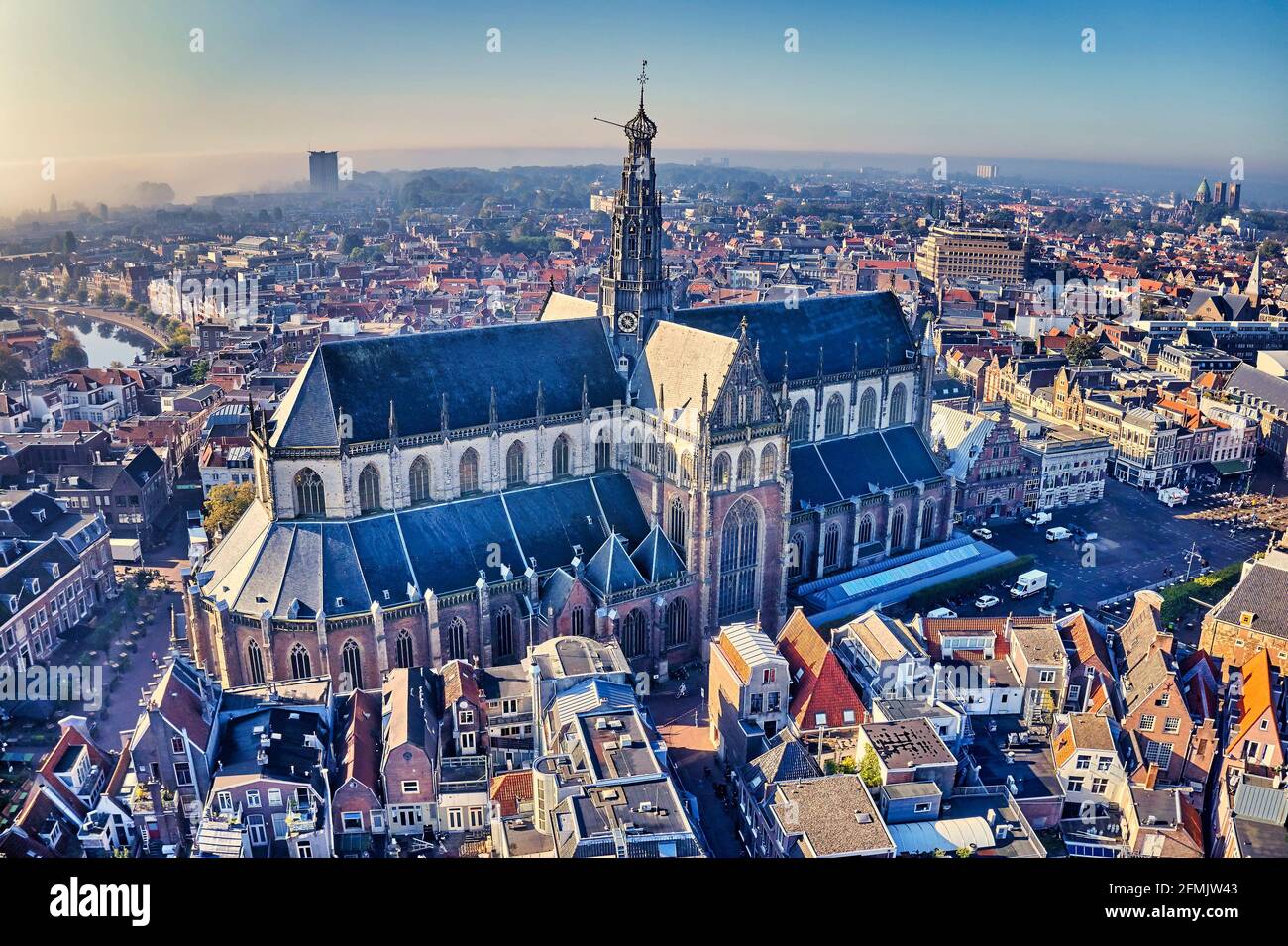 Netherlands, Haarlem - 20-03-2021: view from high above on the city of Haarlem Stock Photo