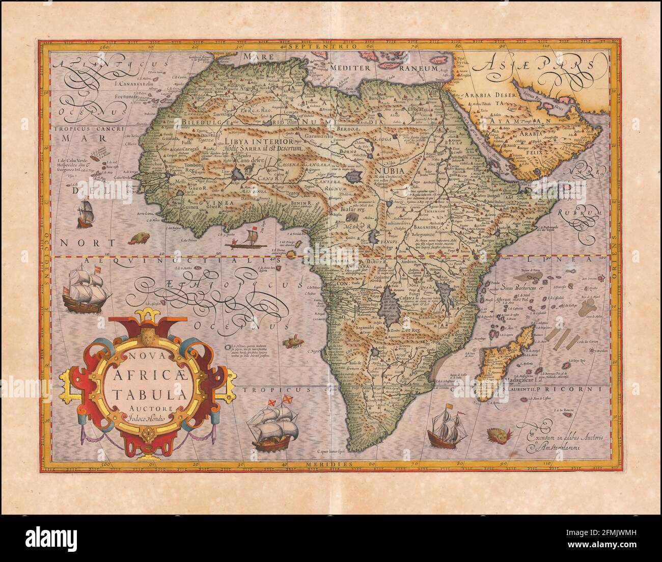 Vintage copper engraved map of Africa from 17th century. All maps are