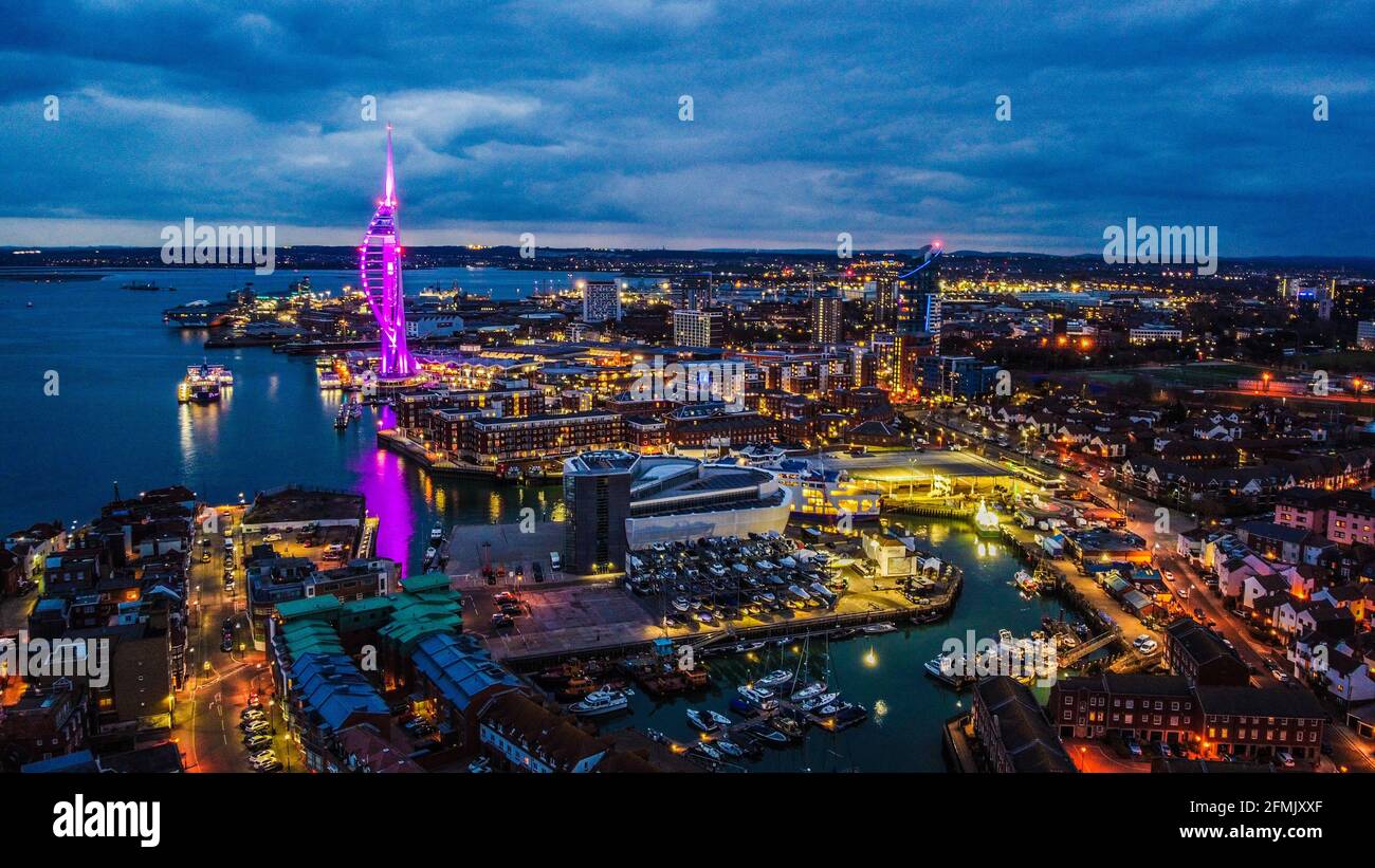 The lights of Portsmouth Harbour Stock Photo - Alamy