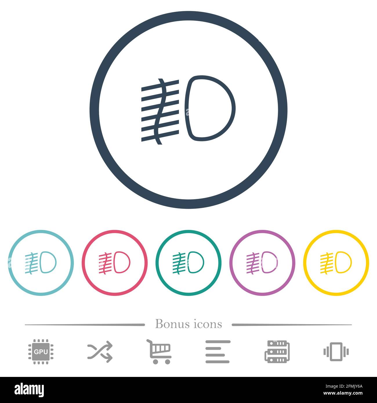 Fog lights flat color icons in round outlines. 6 bonus icons included ...