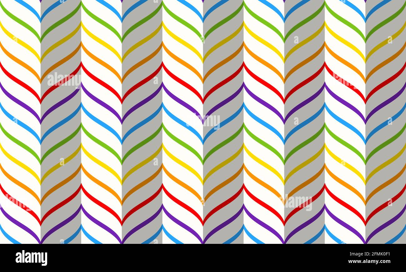 Rainbow chevron pattern, seamless vector geometric background. Unicorn magic rainbow stripes pattern. Abstract geometric wave background. Stock Vector