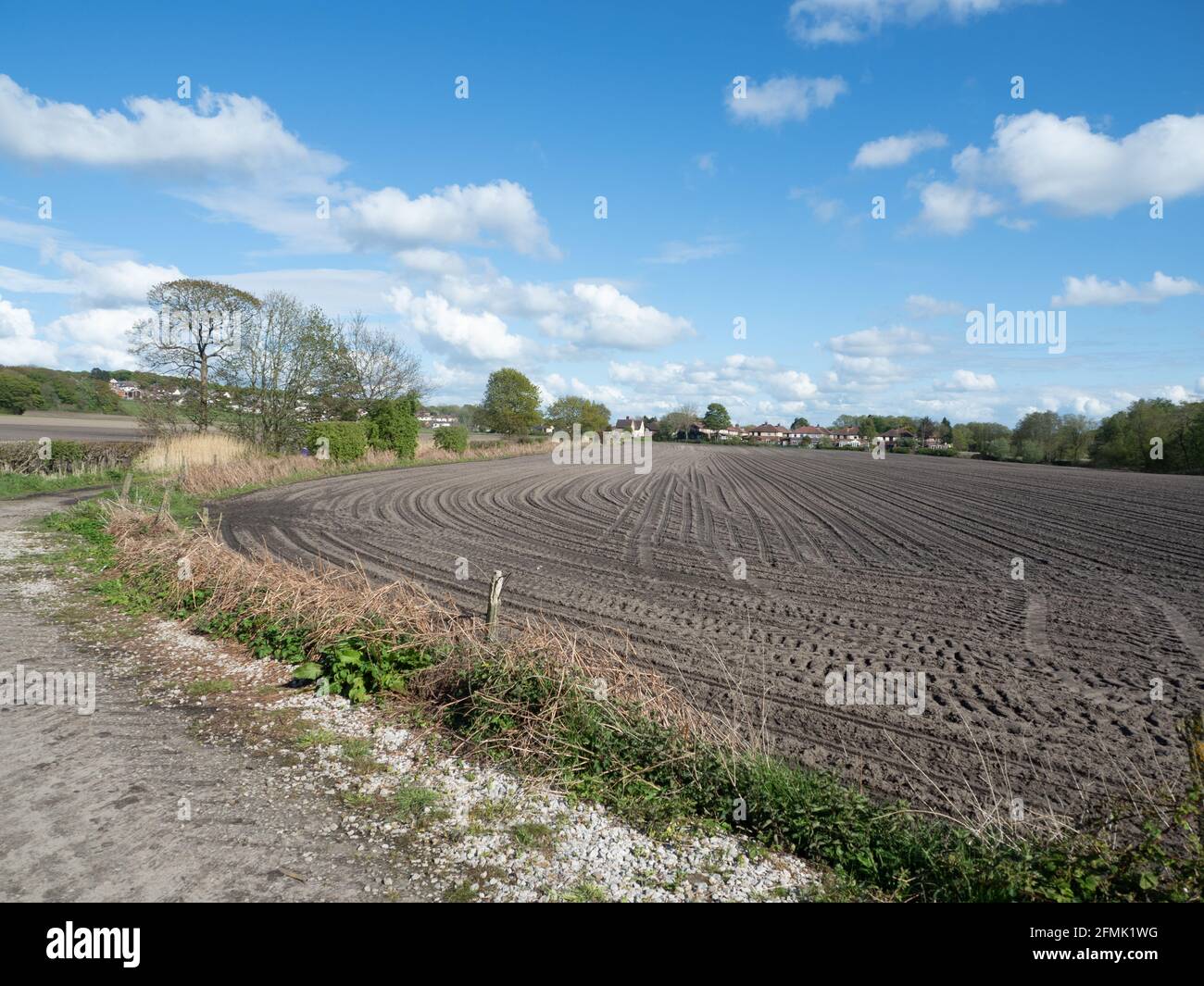 Agricultal fiels recently plughed at Moss Bank in St Helens