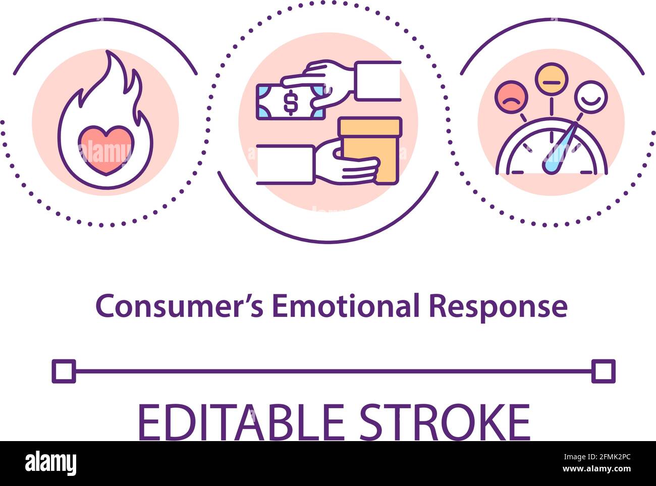 Consumers emotional response concept icon Stock Vector