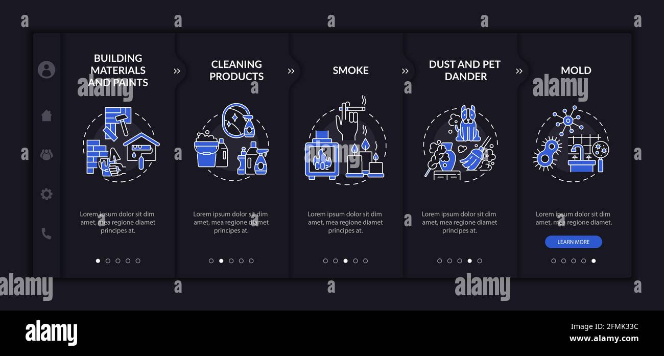 Domestic air pollutants onboarding vector template Stock Vector