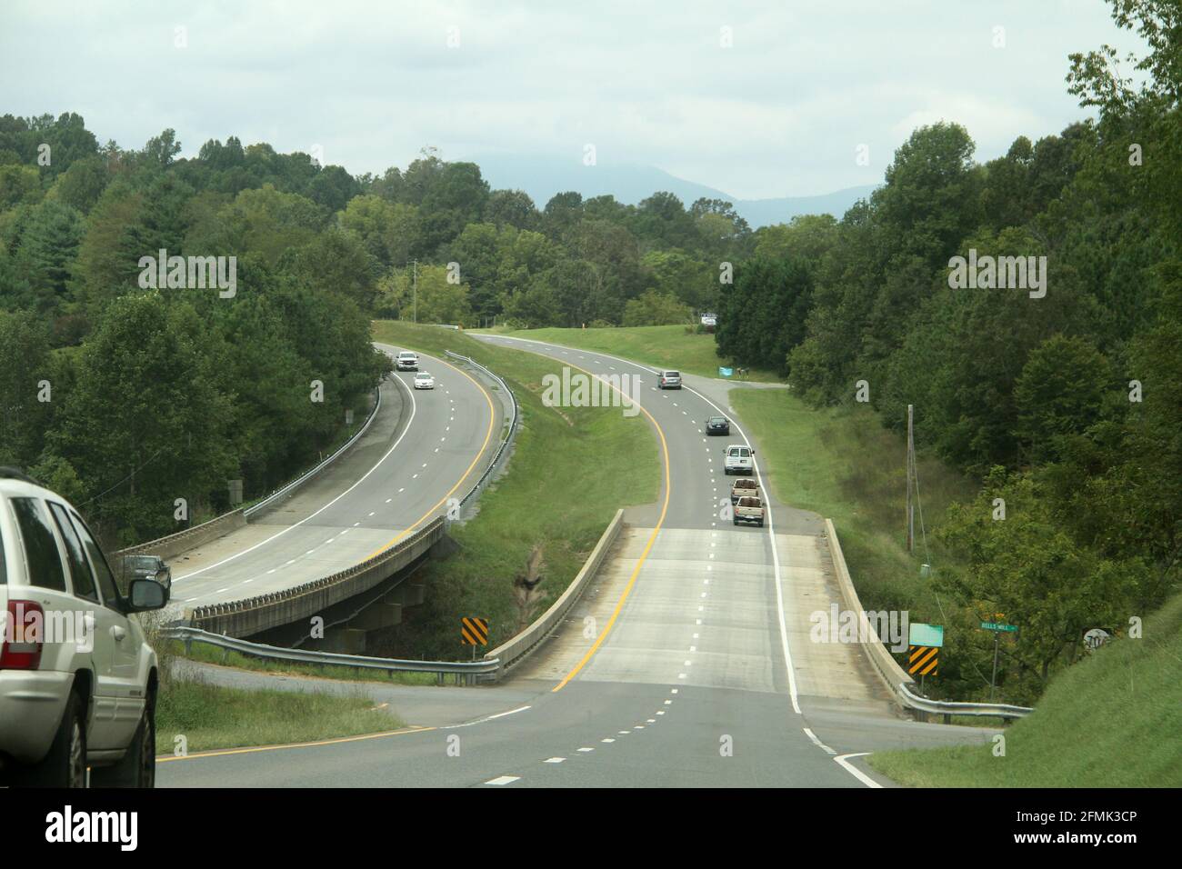 Scenic drive on a highway in Virginia, USA Stock Photo