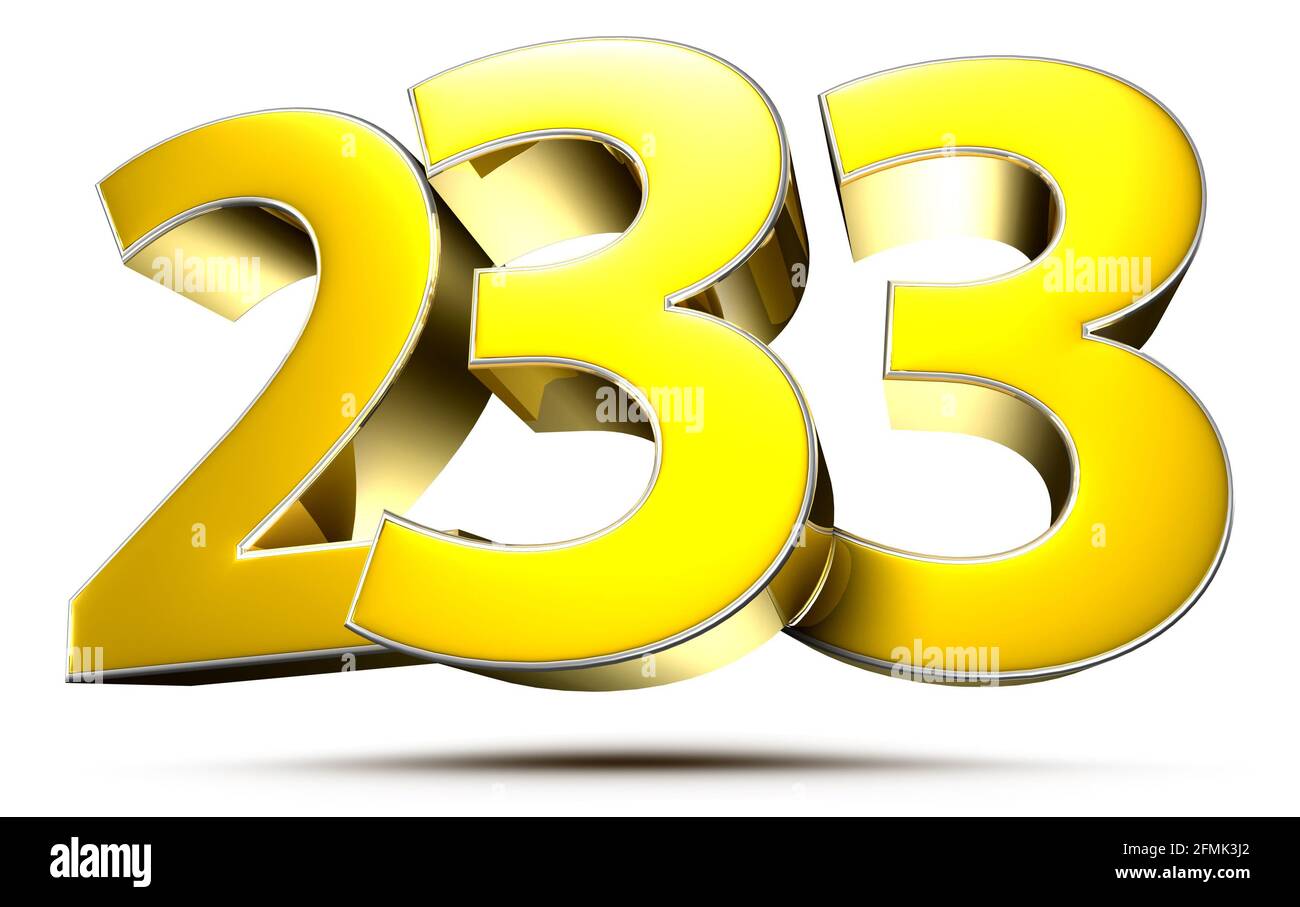233 gold 3D illustration on white background with clipping path Stock ...