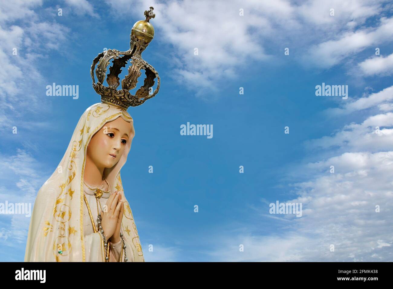 Statue of the image of Our Lady of Fatima, mother of God in the Catholic religion, Our Lady of the Rosary of Fatima, Virgin Mary Stock Photo