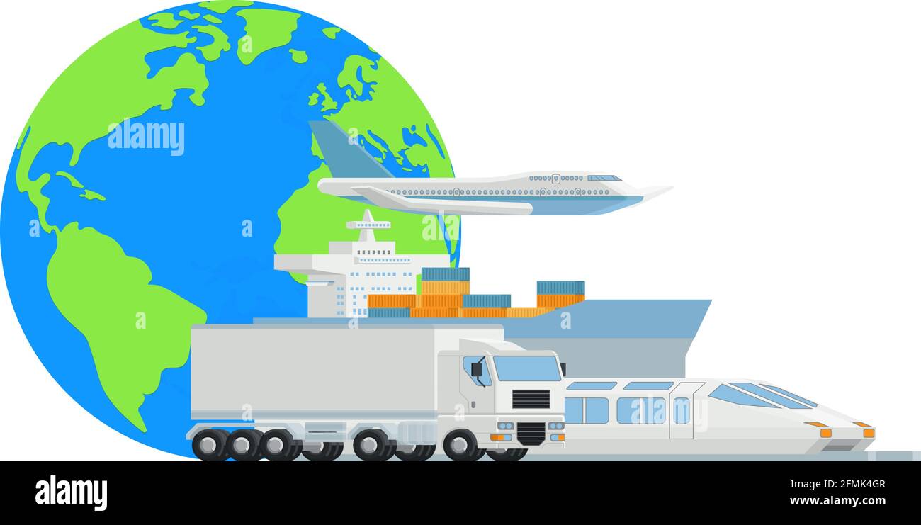 Logistic Transport Cargo World Globe Design Stock Vector