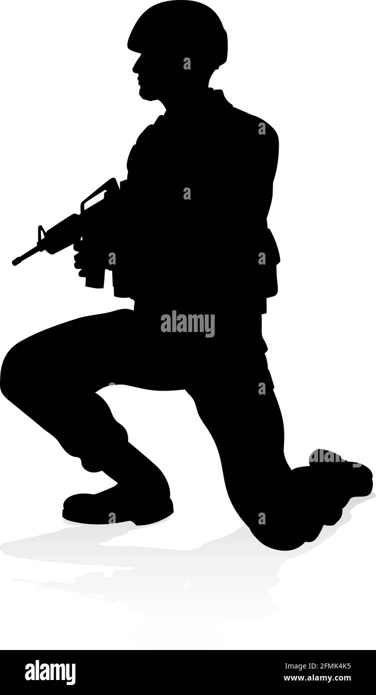 Soldier High Quality Silhouette Stock Vector