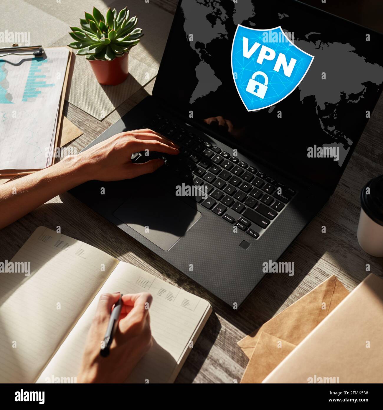 VPN - Virtual perivate network. Internet conncetion privacy concept Stock Photo
