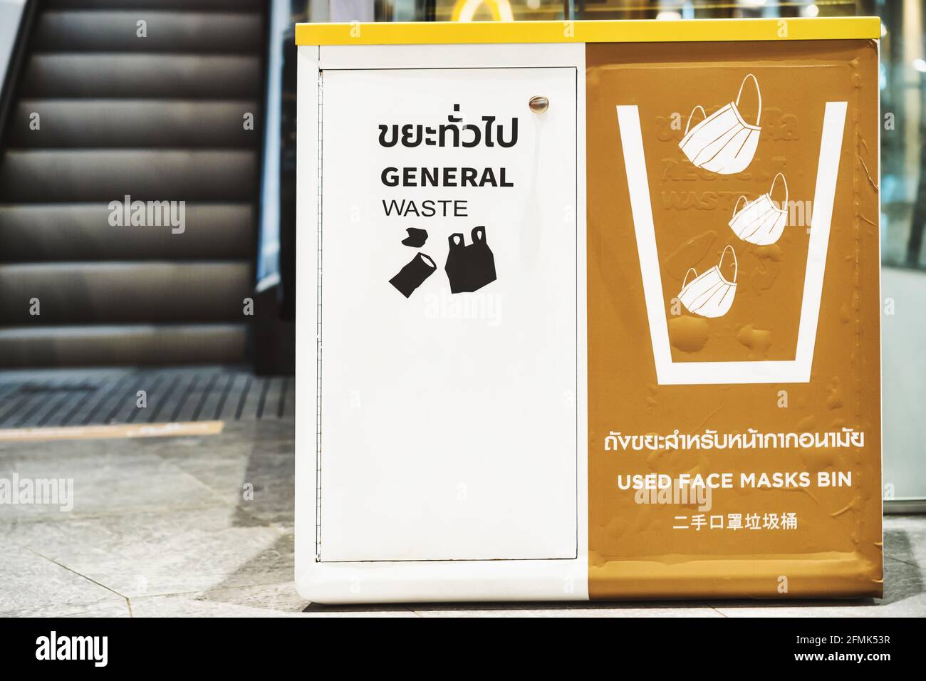 Covid19 pandemic, new normal Concept, General Waste and Used face mask