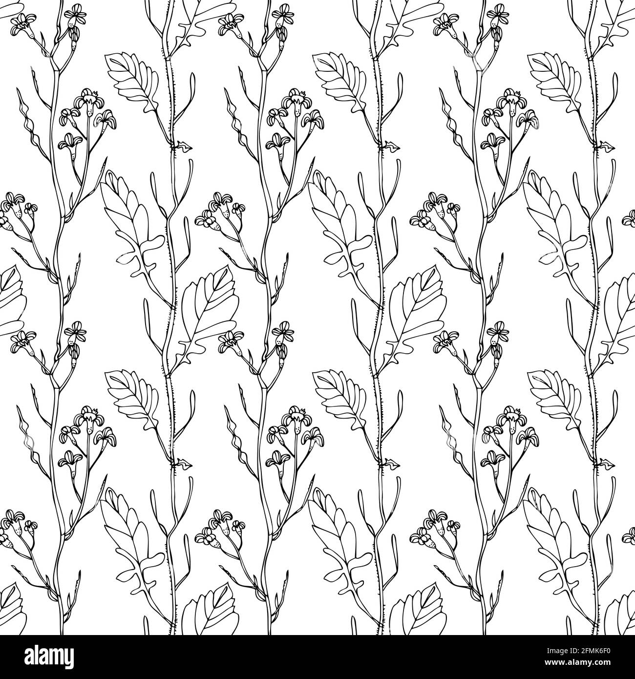 Flower doodle pattern, vector hand drawn floral background Stock Vector ...