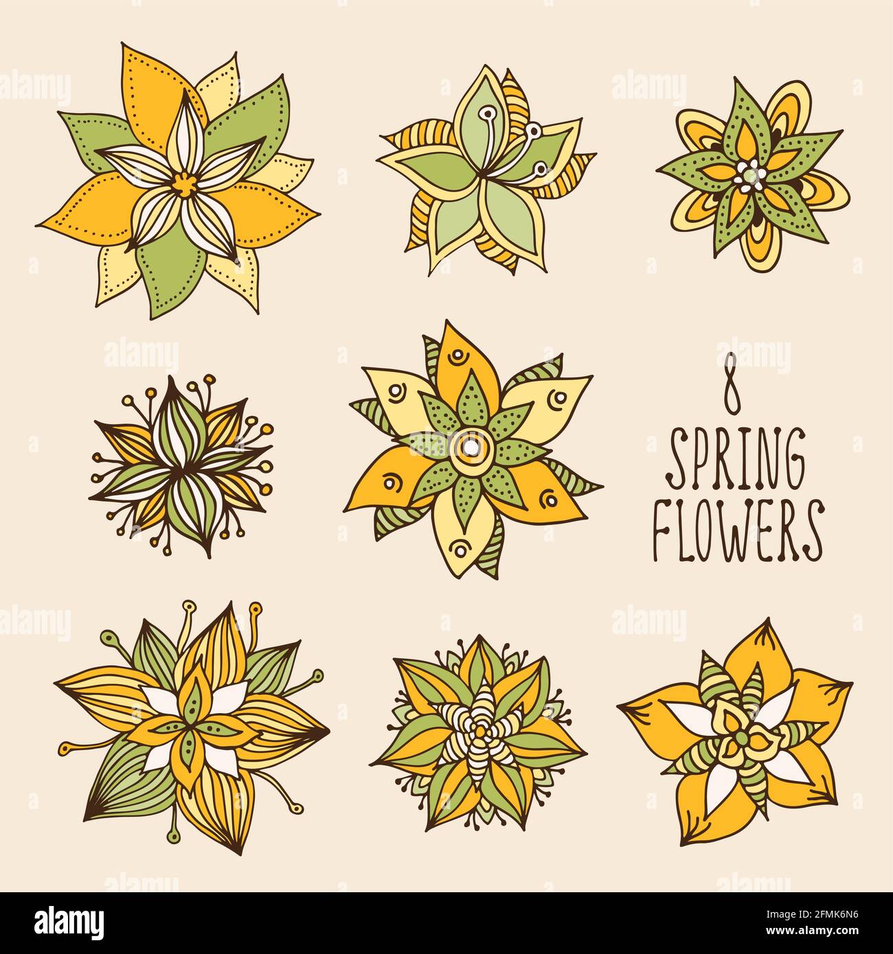 Flower doodle pattern, vector hand drawn floral background Stock Vector ...