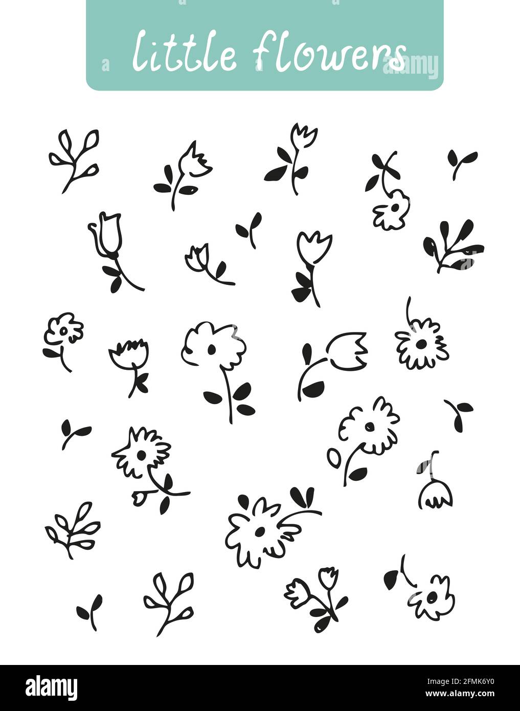 Flower doodle pattern, vector hand drawn floral background Stock Vector ...