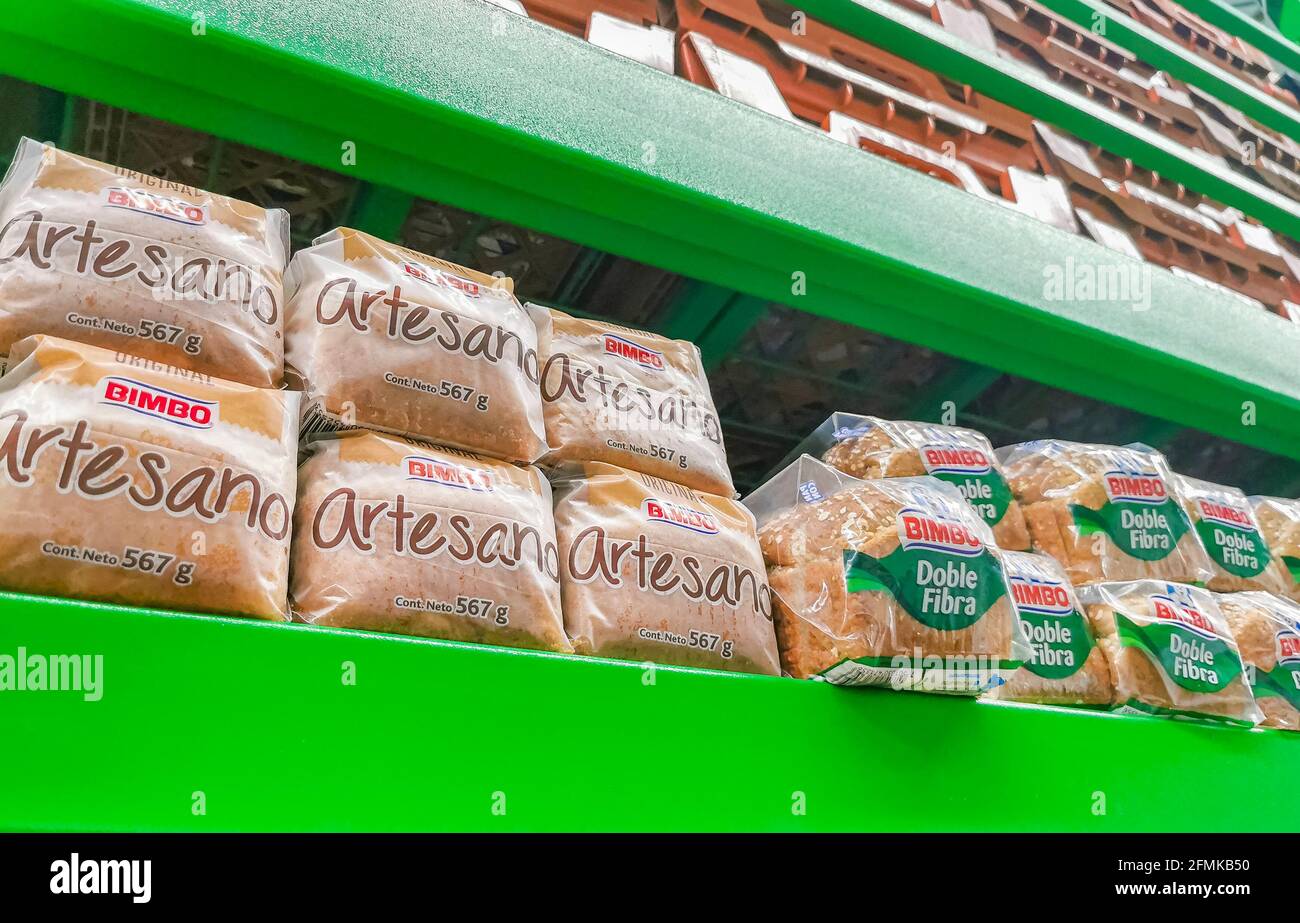 Playa del Carmen Mexico 23. April 2021 Bimbo white toast bread artesano