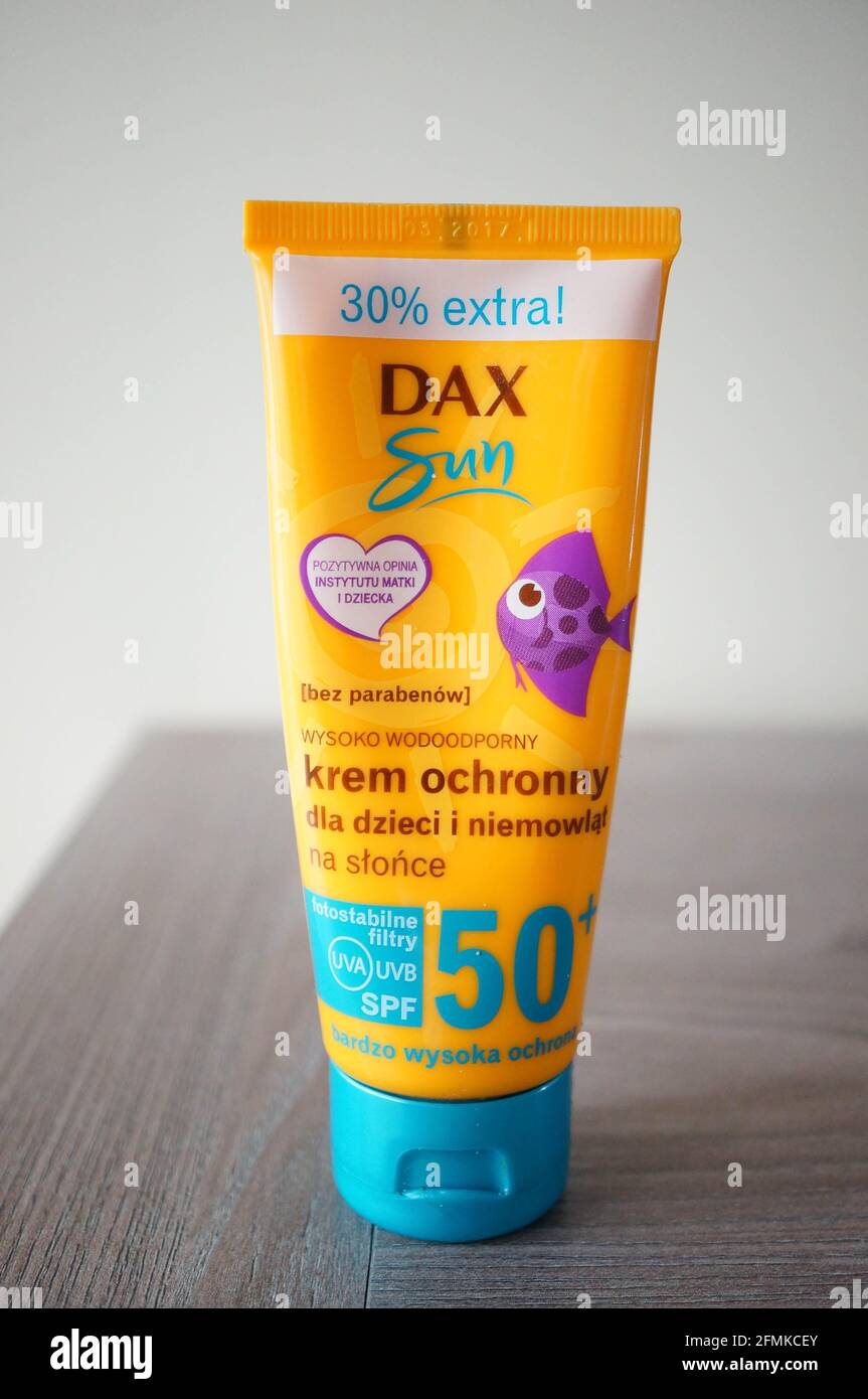 POZNAN, POLAND - Jul 05, 2015: Dax Sun face cream for children Stock Photo  - Alamy
