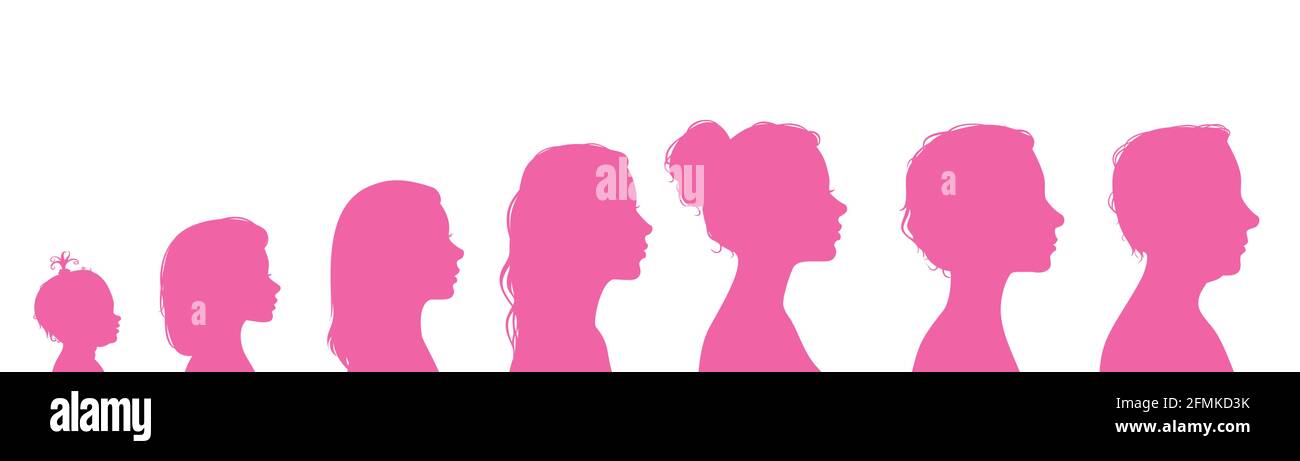Woman silhouettes living chart. Human life cycle vector illustration on ...