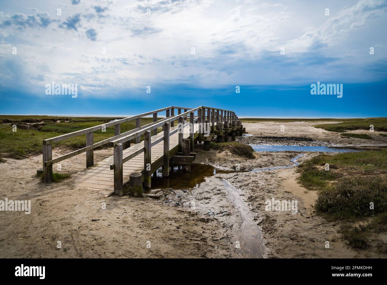 Bridge to the sea in Sankt Peter-Ording Stock Photo