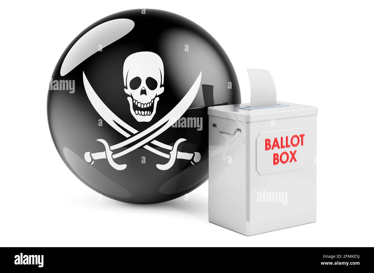 Ballot box with piracy flag. 3D rendering isolated on white background ...