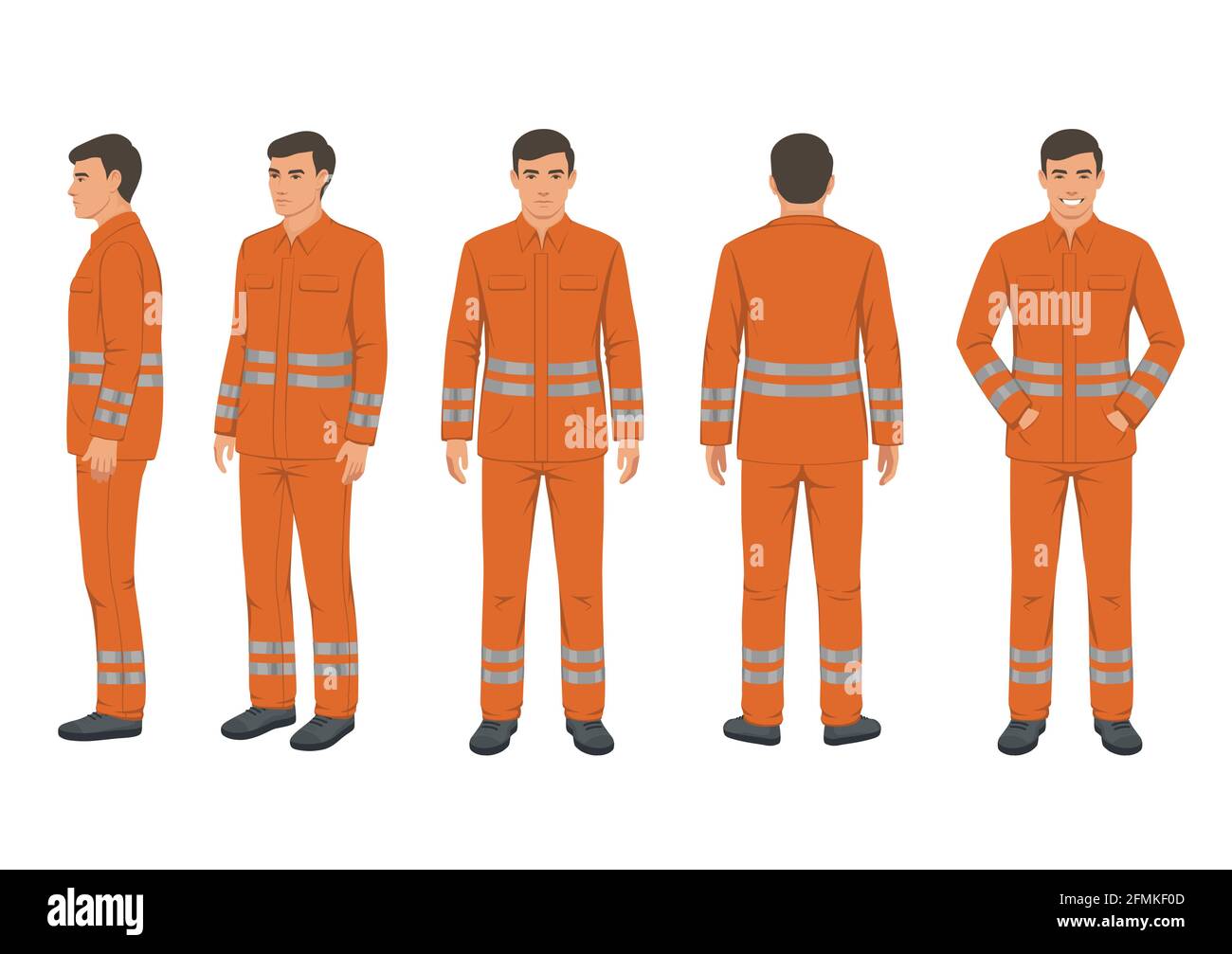 vector illustration of man in a protective suit, worker wear on white