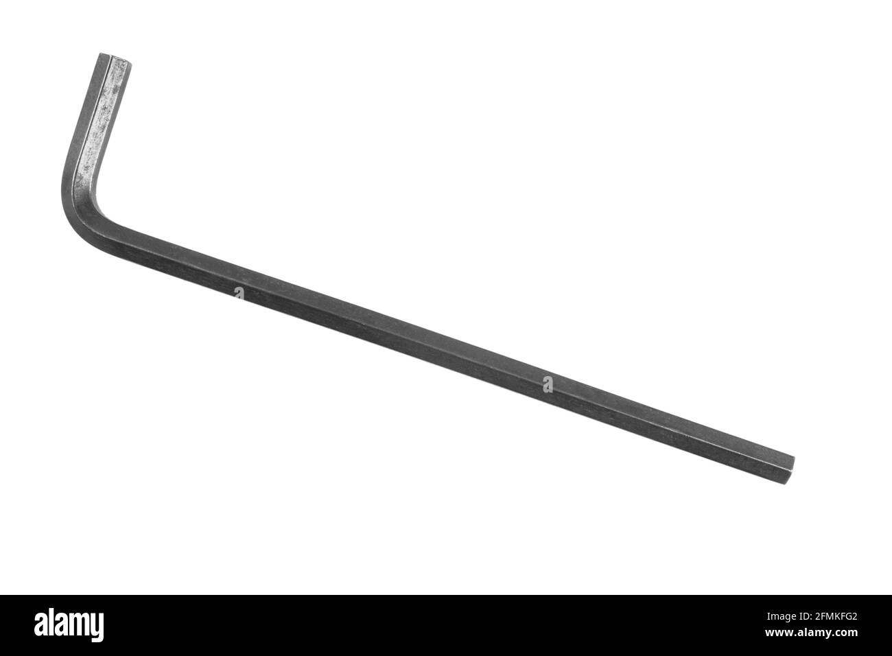 Hex wrench for fasteners closeup. Hexagonal key isolated on a white background. Isolated